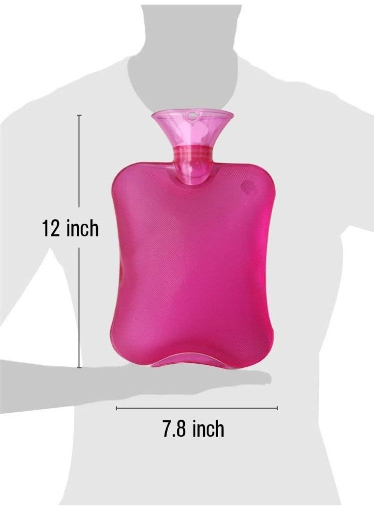 Hot Water Bottle with Cover Knitted, Transparent Hot Water Bag 2 Liter - Pink - Image 2