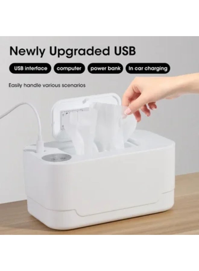 unikbebe Baby Wipe Warmer, Portable Wet Wipes Warmer, Baby Wipe Warmers USB Powered, Constant Temperature Portable Wipe Warmer, Silent & Moisturizing Dispenser for Home and Travel, White - Image 1