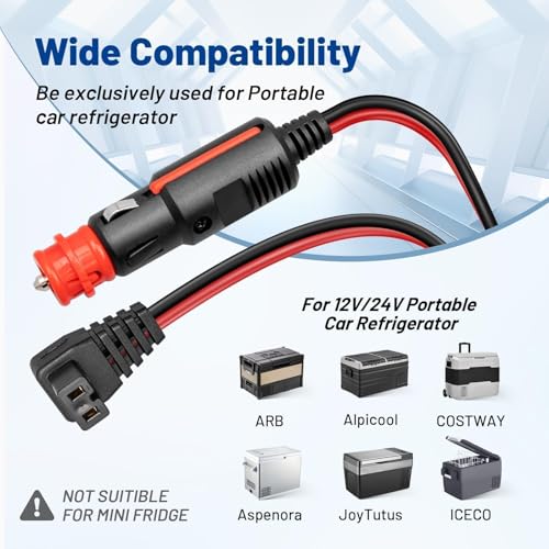 Anina DC 12V/24V Car Refrigerator Freezer Power Cord Cable 10 FT for Fridge Freezers for Alpicool, COSTWAY, ARB, ICECO, Setpower, Aspenora, JoyTutus 12 Volt Portable Compressor Cooler Power Adapter - Image 2