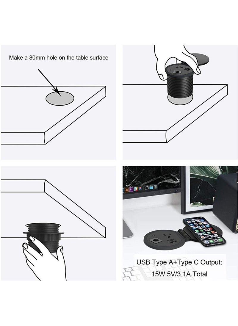 Mahmayi Mahmayi Apple Cherry Study Table for Home Schools 90 cm with 51-1H Round Desktop Power Module with USB Slot for Office Desk - Black  - Image 5