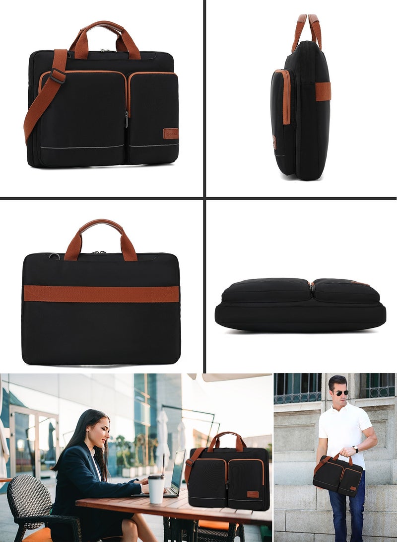 Qiccijoo Laptop Bag Briefcase 15.6 Inch Computer Bag Laptop Case for Men Women Shoulder Bag with Strap Computer Cases with Credit Card Slots Messenger Bag for Travel/Business/School(Black) - Image 5