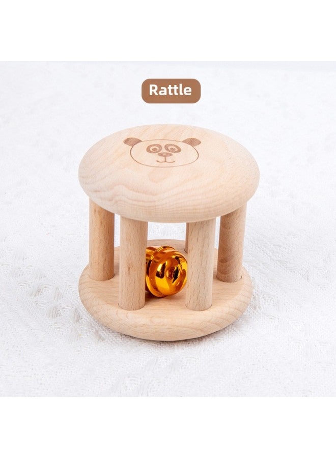 Paintless Beech Wooden Baby Rattle Toy Rattle For Newborn Baby 0-1 Years Old Wooden Toy Gift Box-Color:Rattles - Image 1