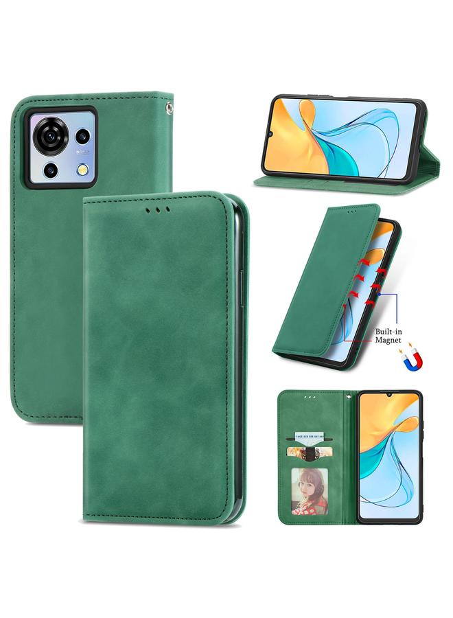 The Bros Case For ZTE Blade V50 Vita Retro Skin Feel Magnetic Leather Phone Case