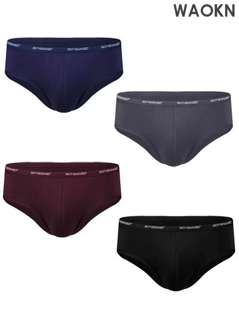 WAOKN 4 Pcs Men's Modal Underwear, New Skin friendly Soft Men Underwear briefs, High Elasticity Men's Sort Briefs & Trunks Breathable and Comfortable Fashion Anti-Chafing Stretch Cotton, Stretch Cotton Moisture-Wicking Athletic Underwear(L-3xl) - Image 1