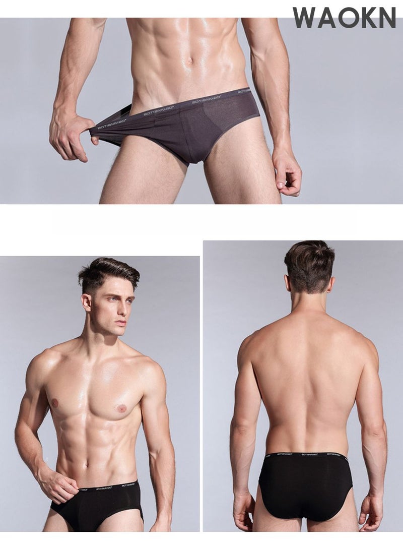 WAOKN 4 Pcs Men's Modal Underwear, New Skin friendly Soft Men Underwear briefs, High Elasticity Men's Sort Briefs & Trunks Breathable and Comfortable Fashion Anti-Chafing Stretch Cotton, Stretch Cotton Moisture-Wicking Athletic Underwear(L-3xl) - Image 3