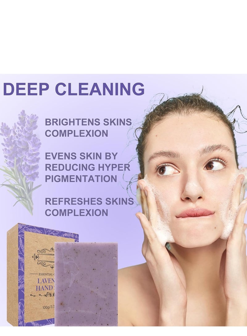 EELHOE Soap For Men & Women - Lavender Soap Bar Made with Natural Oils- Scrub Soaps, Pore Exfoliating, Softening Skin - Richly Nourishing Coconut Oil Shower, Body Soaps Bar - Image 3