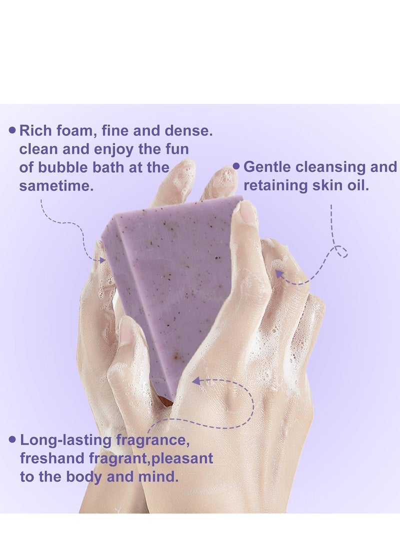 EELHOE Soap For Men & Women - Lavender Soap Bar Made with Natural Oils- Scrub Soaps, Pore Exfoliating, Softening Skin - Richly Nourishing Coconut Oil Shower, Body Soaps Bar - Image 4