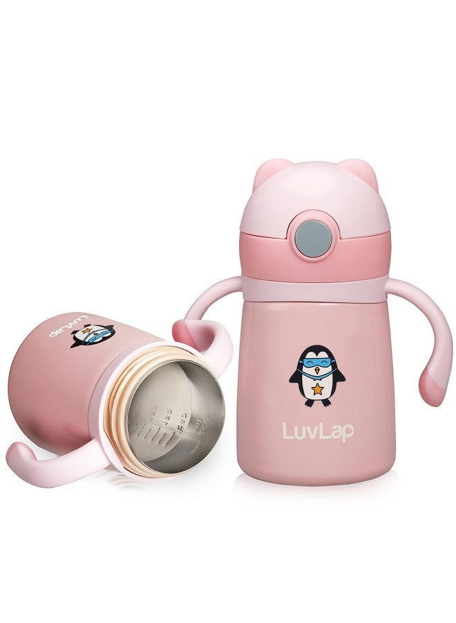 Luvlap Double Walled Steel Body Straw Sipper, Long Retention Of Temperature Of Hot & Cold Beverages, One Touch Opening, Ergonomic Rubber Coated Handle, Bpa Free, 6M+, Pink, 300 Ml - Image 1