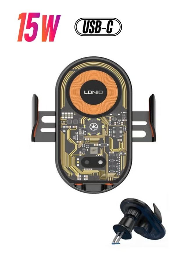 LDNIO 15W Wireless Car Charging Air Vent Mount Compatible with iPhone 13/13 Pro/13 Pro Max/12/12 Pro/12 Pro Max Black  - Image 1