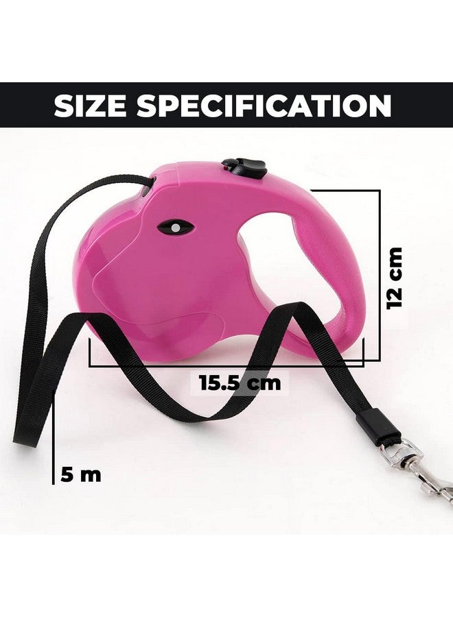 هارتس مقود قابل للسحب للكلاب | زر واحد للكسر مع قفل أمان | مقبض أوتوماتيكي غير قابل للانزلاق | Windog-1092 | مقبض مبطن ناعم لقبضة مريحة | ملحق تدريب الحيوانات الأليفة والمشي | أحمر وردي - Image 3