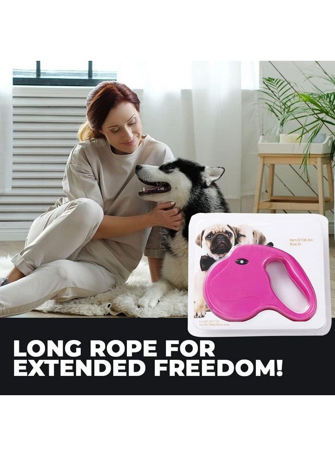 هارتس مقود قابل للسحب للكلاب | زر واحد للكسر مع قفل أمان | مقبض أوتوماتيكي غير قابل للانزلاق | Windog-1092 | مقبض مبطن ناعم لقبضة مريحة | ملحق تدريب الحيوانات الأليفة والمشي | أحمر وردي - Image 5