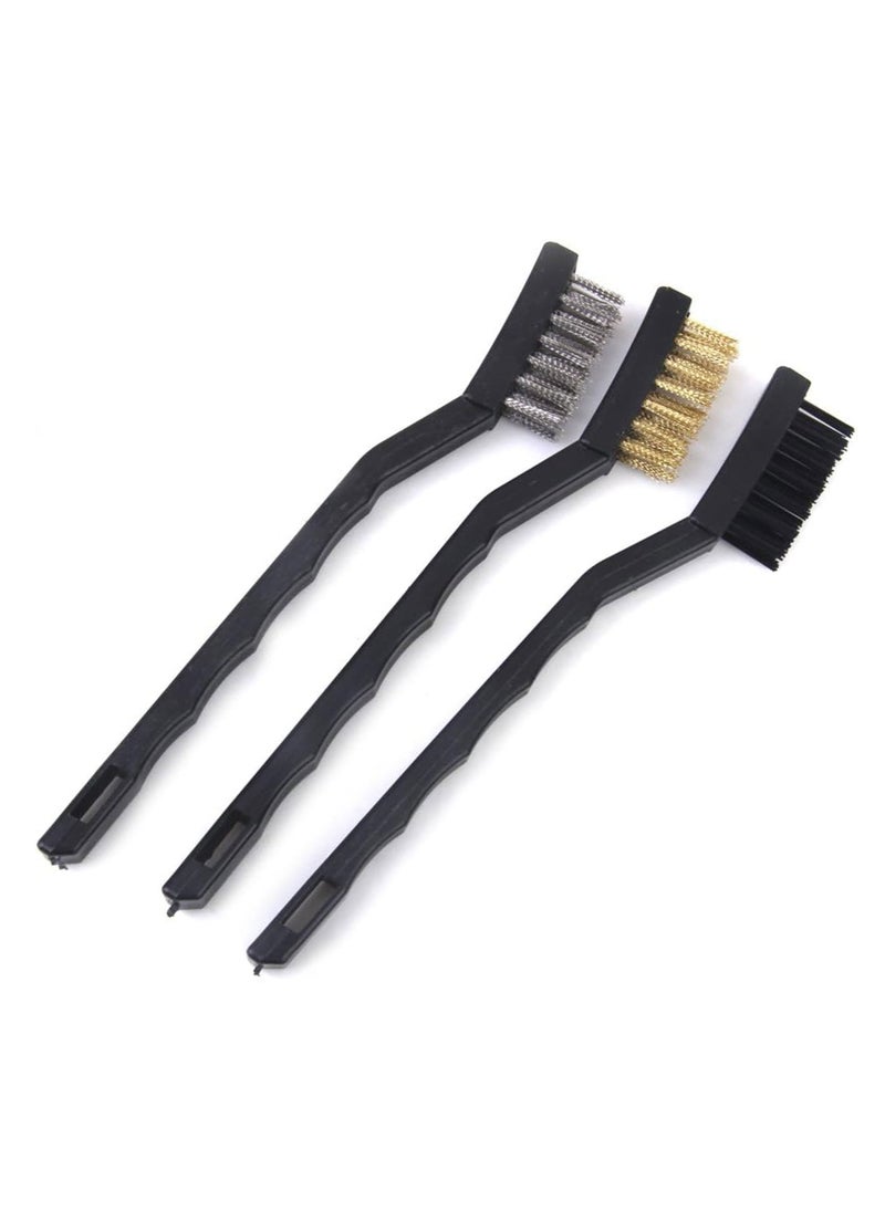 Duravel Duravel 3-Piece Wire Brush Set with Steel, Brass and Nylon Bristles, Black Plastic Handle  - Image 1