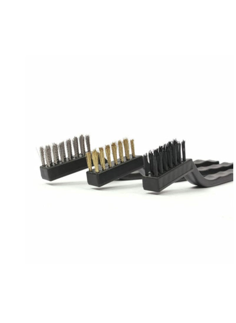 Duravel Duravel 3-Piece Wire Brush Set with Steel, Brass and Nylon Bristles, Black Plastic Handle  - Image 2