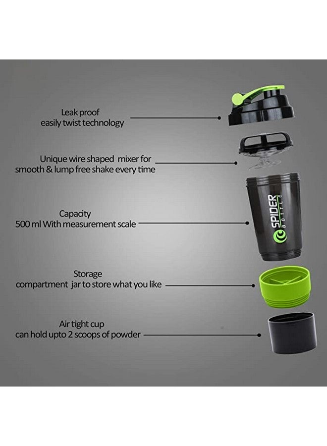 FIT FOCUS Gym Protein Shaker Bottle Set with Exercise Resistance Band, 3-in-1 Storage Compartments,Adjustable Resistance levels to suit beginners and advanced, For Men & Women (Green) - Image 2