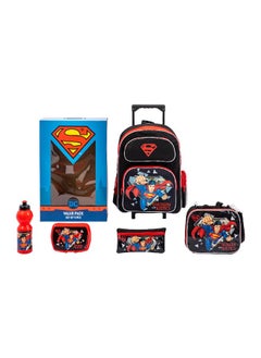 5-Piece Strength and Justice Superman School Trolley Backpack Set Multicolour 60 x 20 x 10 cm FKVP-02210
