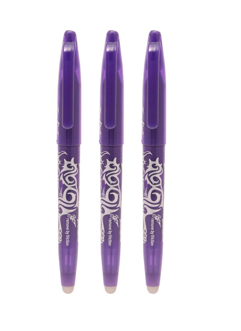 PILOT 3-Piece Frixion Erasable Ball Pen 0.7mm Tip Violet Ink  - Image 1