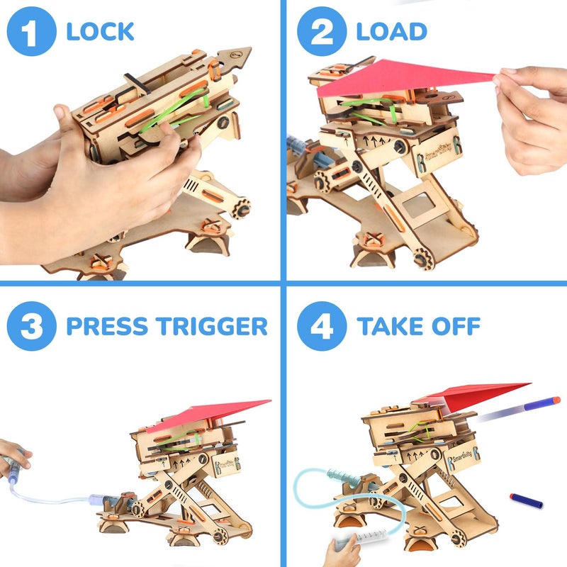Smartivity لعبة قاذف الطائرات والسهام الهيدروليكية 2 في 1 للأطفال من 6-8-10-12-14 سنة | تطلق الطائرات/السهام بعيدًا في الهواء | هدايا عيد الميلاد للأولاد والبنات | لعبة علمية افعلها بنفسك للأطفال من 6-14 - Image 3