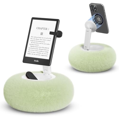 SupeDesk Magnetic Phone Pillow Stand Phone Holder for BedLapDesk Cozy Pillow Stand with Snack Bowl and 2 Magnetic Rings Compatible with 357 iPhoneEReader Kindle Green - Image 1