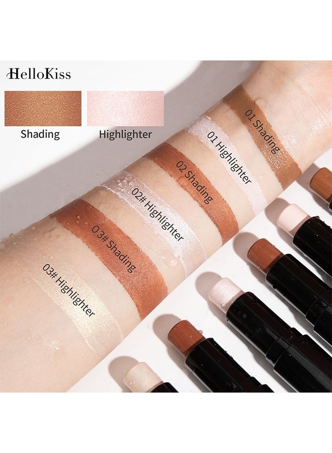 HelloKiss Double End Contouring Stick Highlighter&Shading 2 in 1 Makeup Shading Stick and Face Highlighter Stick Double End Contour Stick Cream Contour Stick Makeup Bronzer Stick Face Makeup Wonder Stick Face Brightens and Shades Pencil 02 - Image 5
