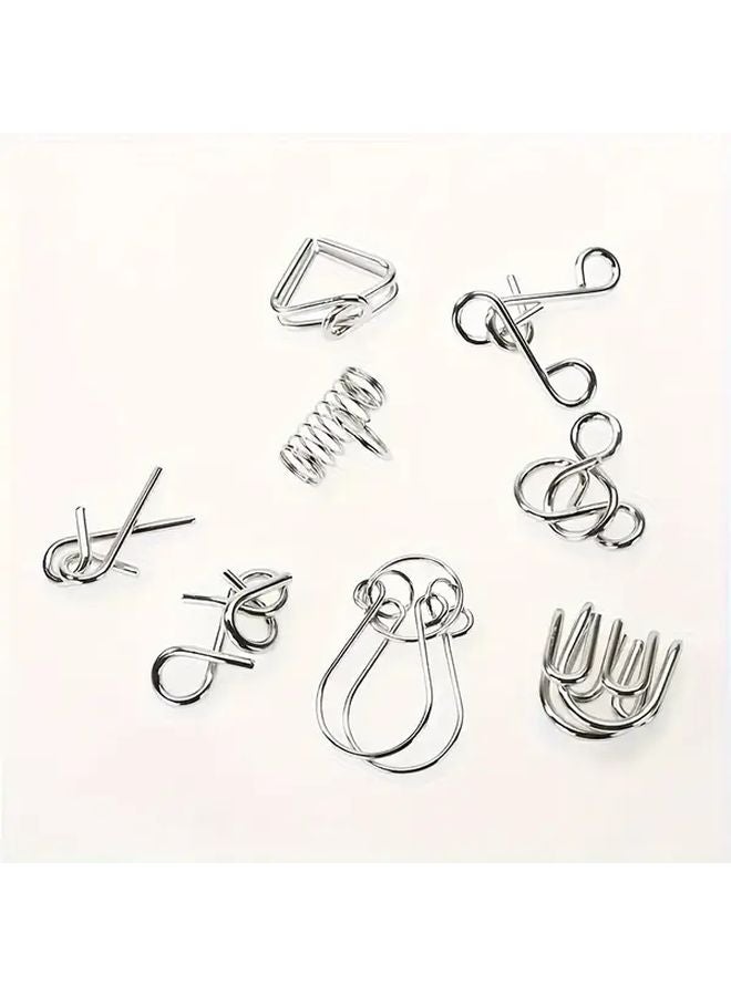 مجموعة لعبة لغز الأسلاك المعدنية اختبار الذكاء قفل سلسلة سحر لعبة حفلة تسع حلقات ذكاء قفل الفصل - Image 5