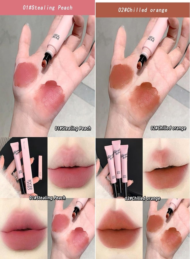Gege Bear Water Mist Lip Gloss | Matte Velvet Finish | Non-Sticky Moisturizing Formula | Hydrating Lip Care with Plush Brush Applicator | Long-Lasting Lip Glaze for Women Girls | Nude Dream to Berry Tones | Perfect for Gen Z Korean Style Makeup Looks (04# Cloud Pink, 10g) - Image 3