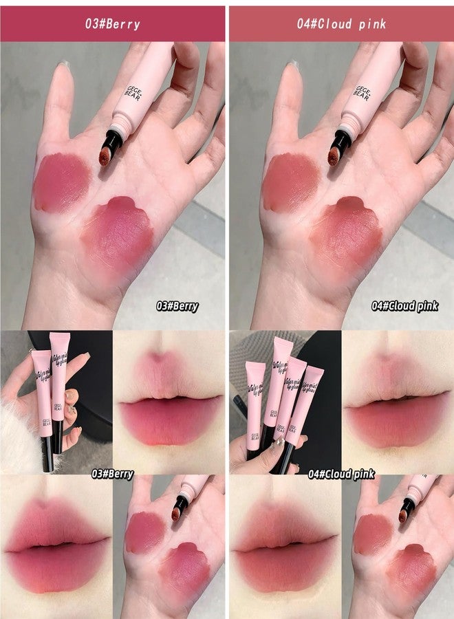 Gege Bear Water Mist Lip Gloss | Matte Velvet Finish | Non-Sticky Moisturizing Formula | Hydrating Lip Care with Plush Brush Applicator | Long-Lasting Lip Glaze for Women Girls | Nude Dream to Berry Tones | Perfect for Gen Z Korean Style Makeup Looks (04# Cloud Pink, 10g) - Image 4