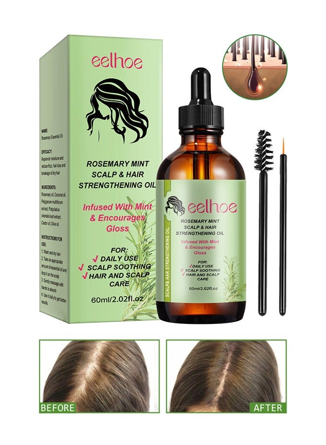 EELHOE Rosemary Mint Scalp & Hair Strengthening Oil /Infused With Mint& Encourages Gloss 60ml - Image 1