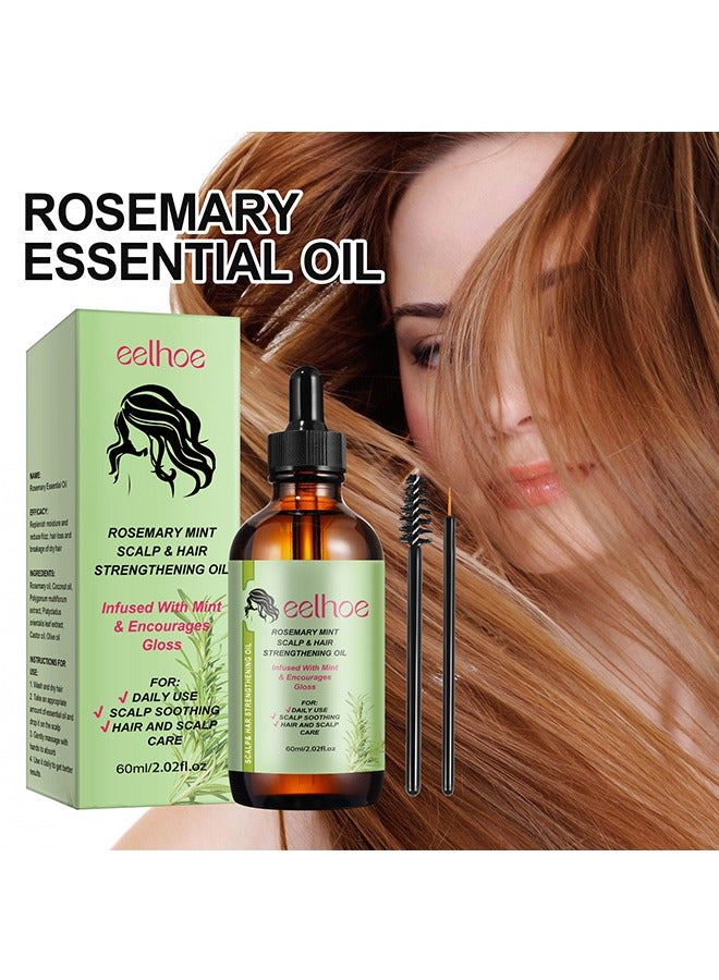 EELHOE Rosemary Mint Scalp & Hair Strengthening Oil /Infused With Mint& Encourages Gloss 60ml - Image 2