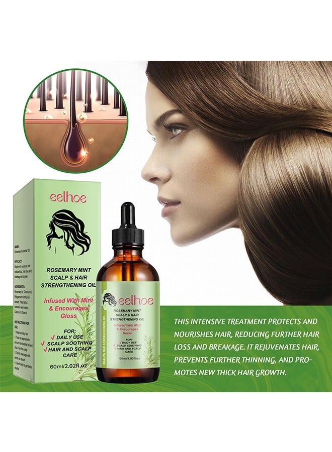 EELHOE Rosemary Mint Scalp & Hair Strengthening Oil /Infused With Mint& Encourages Gloss 60ml - Image 5