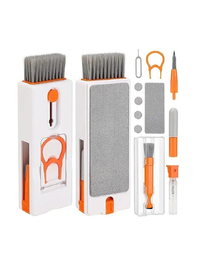 Peachjoy طقم تنظيف سماعات بلوتوث 11 في 1، لأجهزة AirPods، لوحات المفاتيح، شاشات اللابتوب، والهواتف الذكية، أداة تنظيف مع فرشاة وقماش ميكروفايبر، مزيل مفاتيح على شكل شبه منحرف - Image 1