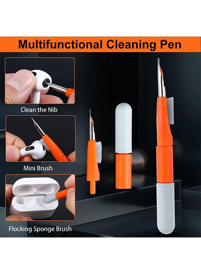 Peachjoy طقم تنظيف سماعات بلوتوث 11 في 1، لأجهزة AirPods، لوحات المفاتيح، شاشات اللابتوب، والهواتف الذكية، أداة تنظيف مع فرشاة وقماش ميكروفايبر، مزيل مفاتيح على شكل شبه منحرف - Image 2