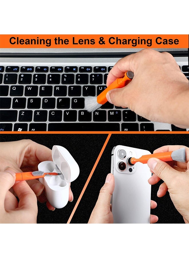 Peachjoy طقم تنظيف سماعات بلوتوث 11 في 1، لأجهزة AirPods، لوحات المفاتيح، شاشات اللابتوب، والهواتف الذكية، أداة تنظيف مع فرشاة وقماش ميكروفايبر، مزيل مفاتيح على شكل شبه منحرف - Image 4