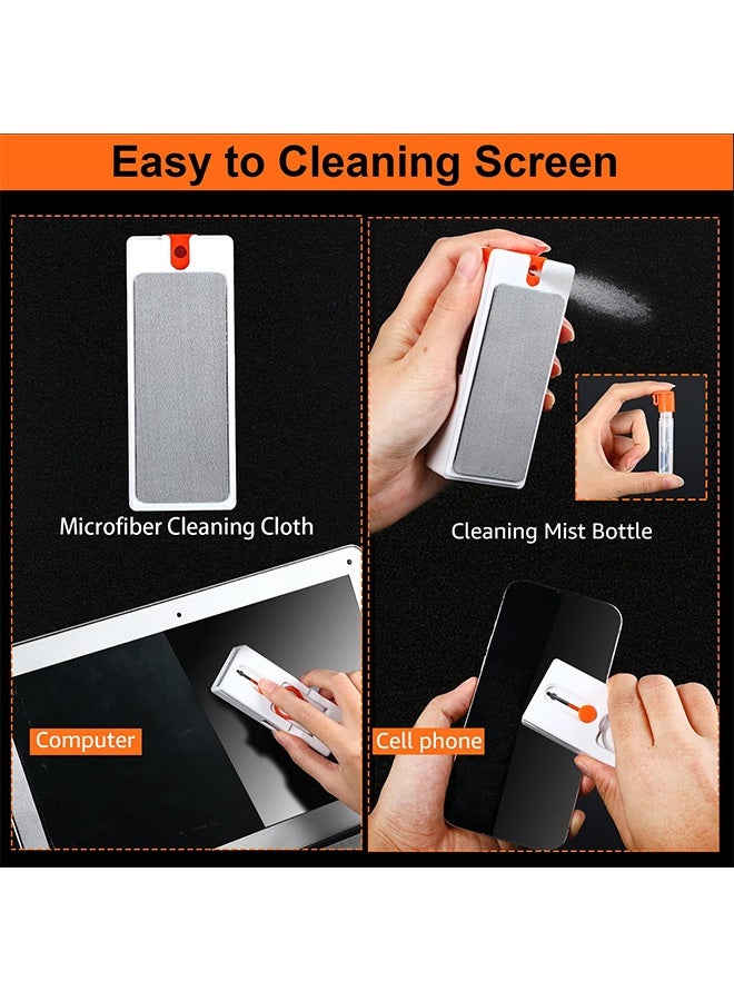 Peachjoy طقم تنظيف سماعات بلوتوث 11 في 1، لأجهزة AirPods، لوحات المفاتيح، شاشات اللابتوب، والهواتف الذكية، أداة تنظيف مع فرشاة وقماش ميكروفايبر، مزيل مفاتيح على شكل شبه منحرف - Image 5