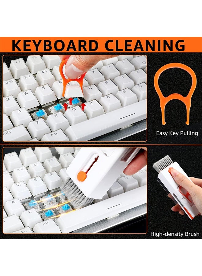 Peachjoy طقم تنظيف سماعات بلوتوث 11 في 1، لأجهزة AirPods، لوحات المفاتيح، شاشات اللابتوب، والهواتف الذكية، أداة تنظيف مع فرشاة وقماش ميكروفايبر، مزيل مفاتيح على شكل شبه منحرف - Image 3