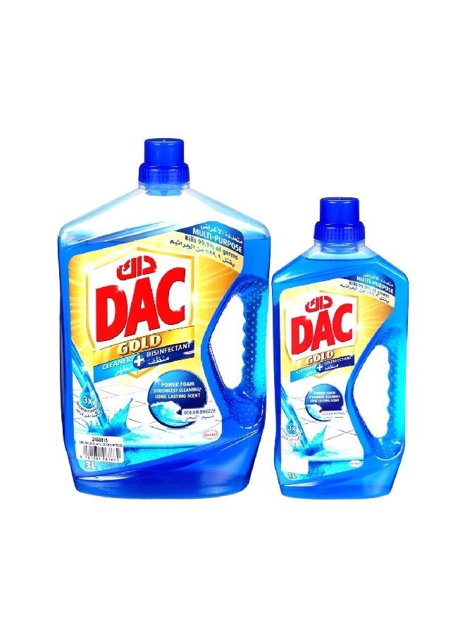 Dac 2-Piece Power Foam Long Lasting Ocean Breeze Scent Multipurpose Gold Disinfectant Cleaner Blue 4 Lietr 2767881 