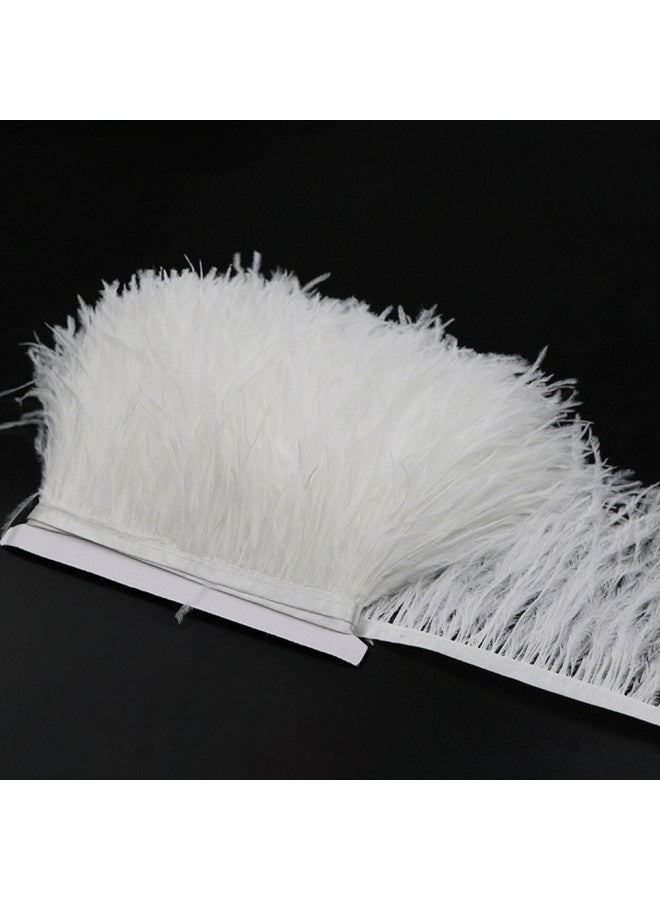 YEQIN YEQIN 2 Yards Natural & Soft Ostrich Feathers Fringe Trims Ribbon - Used for Dress, Sewing Decoration, Craft Clothing, Boots, Wedding Decoration, DIY, Etc (White) - Image 3