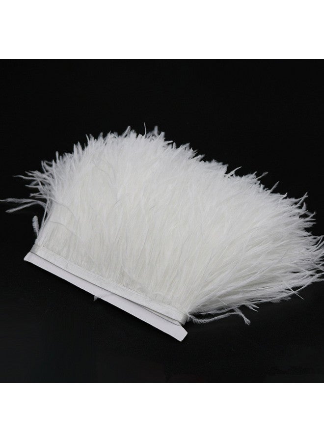 YEQIN YEQIN 2 Yards Natural & Soft Ostrich Feathers Fringe Trims Ribbon - Used for Dress, Sewing Decoration, Craft Clothing, Boots, Wedding Decoration, DIY, Etc (White) - Image 1