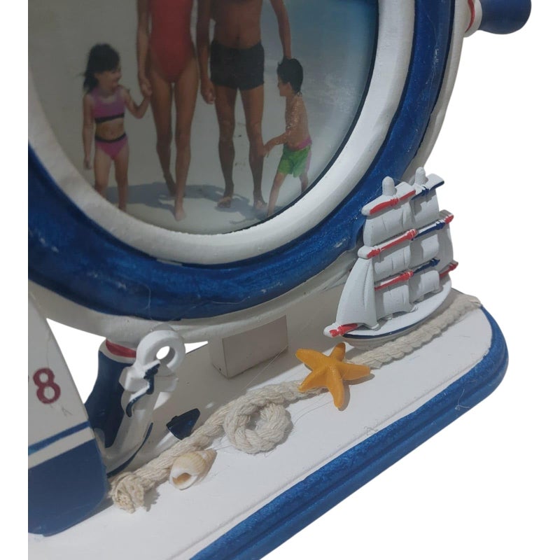 Vintage Coastal Nautical Desktop Wood Picture Frame - Hand Made - Multi Shape Wood Decorative Picture Frame (Ship Rudder, Anchor, Lighter) for Home, Office, Deck (Paddle Frame) - Image 1