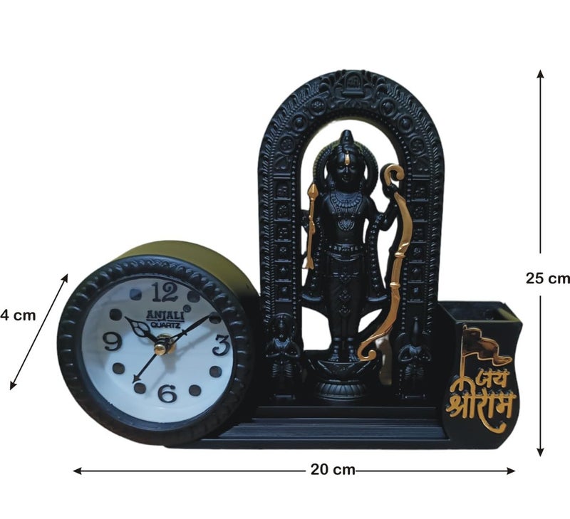 WINSOME COLLECTION Shri Ram Lala Idol Murti Statue with Table Clock Pen Stand Holder Decorative Showpiece Multicolor Plastic Pack of 1 - Image 5