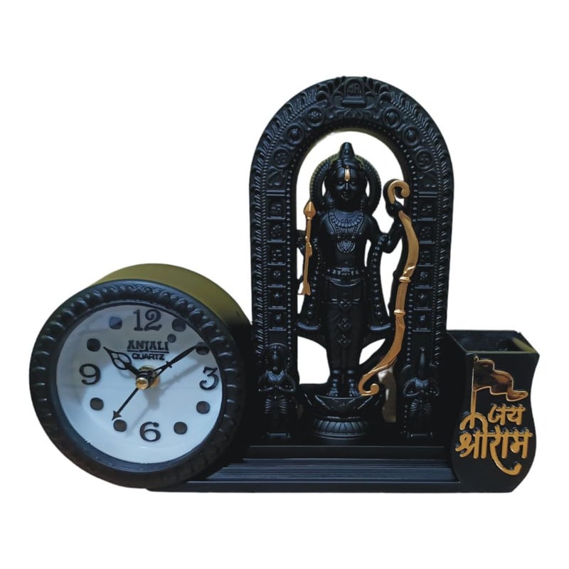 WINSOME COLLECTION Shri Ram Lala Idol Murti Statue with Table Clock Pen Stand Holder Decorative Showpiece Multicolor Plastic Pack of 1 - Image 2