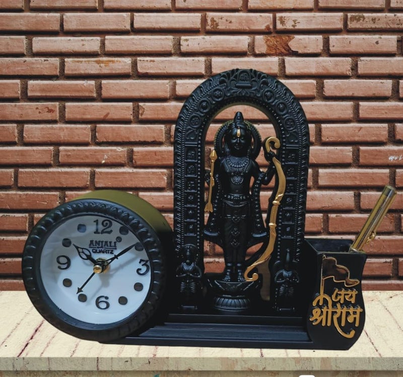 WINSOME COLLECTION Shri Ram Lala Idol Murti Statue with Table Clock Pen Stand Holder Decorative Showpiece Multicolor Plastic Pack of 1 - Image 4