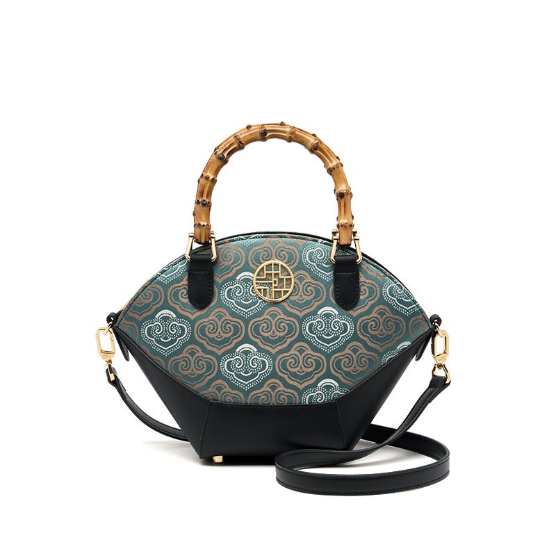 Genuine Leather Chinese Style Printed Large Capacity Shoulder Bag Fashionable New Fashion Women'S Wedding Bag Bride Sc1686 - Image 1