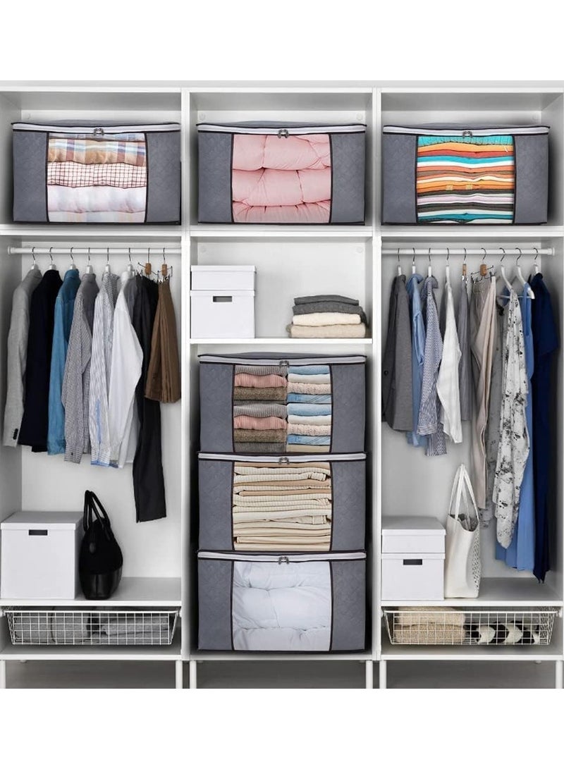 5 Large Storage Bags, Clothes Storage Bins Foldable Closet Organizers Storage Containers with Durable Handles Thick Fabric for Blanket Comforter Clothing Bedding - Image 2