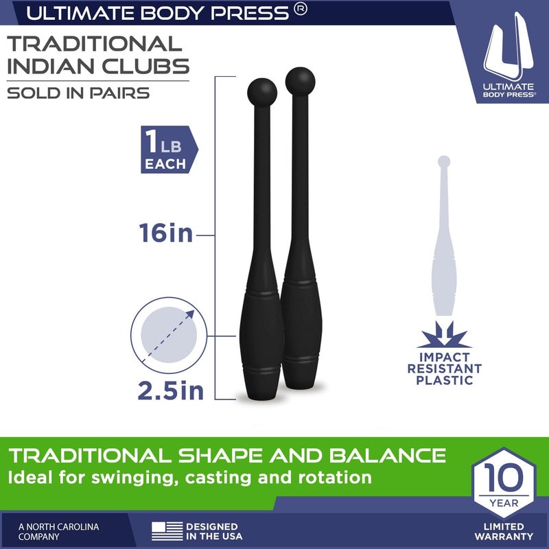 Ultimate Body Press Indian Clubs - 1lb, 2lb and 3lbs Pairs - Image 2