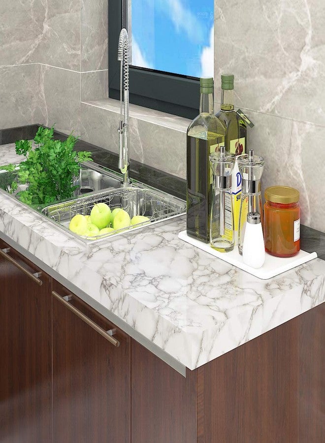 LACHEERY Large Size 36"x160" Grey White Marble Contact Paper for Countertops Peel and Stick Wallpaper Waterproof Self Adhesive Wallpaper for Kitchen Cabinets Backsplash Removable Counter Top Covers - Image 3