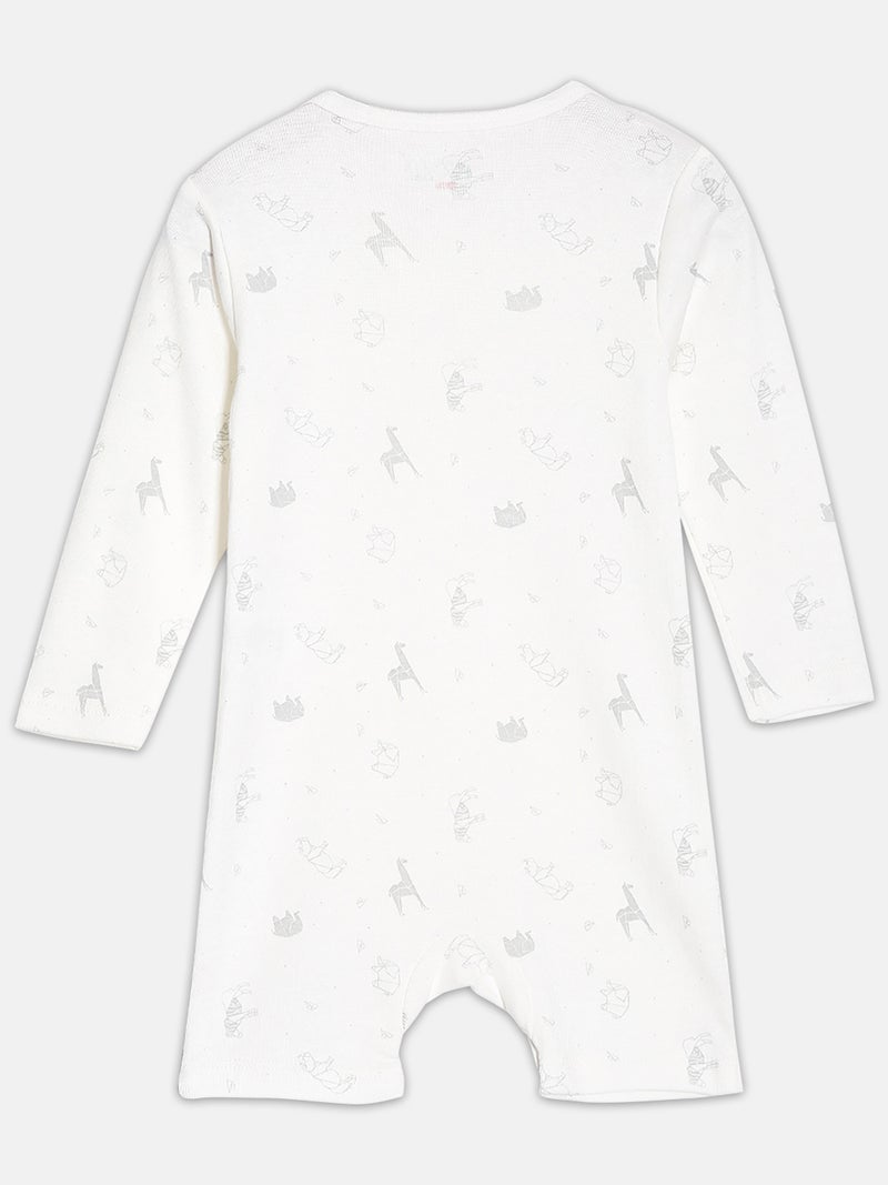Broon Infant Boys Grey and White Printed Organic Cotton Rompers Pack of 2 - Image 4
