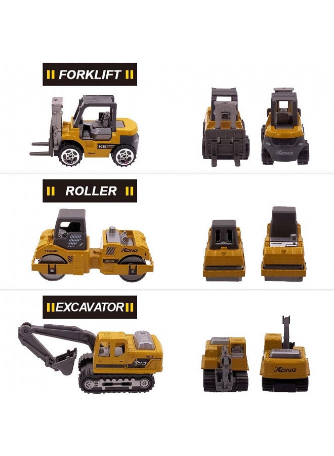 Dreamon Kids Diecast Construction Vehicles Metal Engineering Cars Set Toys Play Trucks for Boys Age 3 4 Birthday Party Supplies Cake Topper (Pack of 6) - Image 2