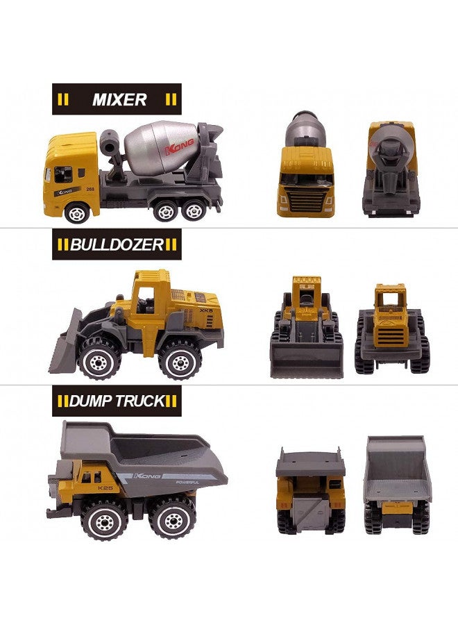 Dreamon Kids Diecast Construction Vehicles Metal Engineering Cars Set Toys Play Trucks for Boys Age 3 4 Birthday Party Supplies Cake Topper (Pack of 6) - Image 3