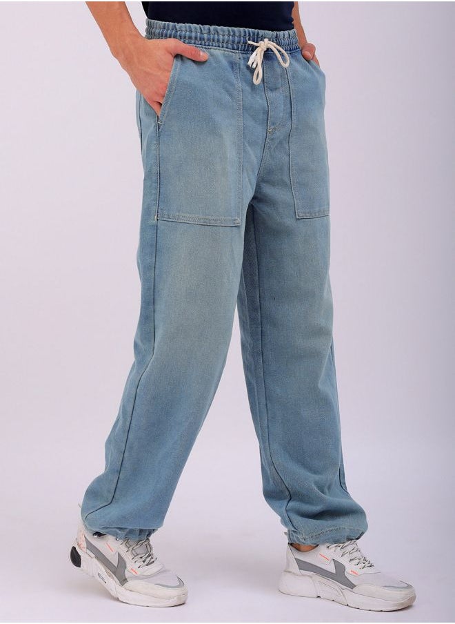 The Indian Garage Co Men Relaxed Fit Solid Mid-Rise Denim Joggers  - Image 4