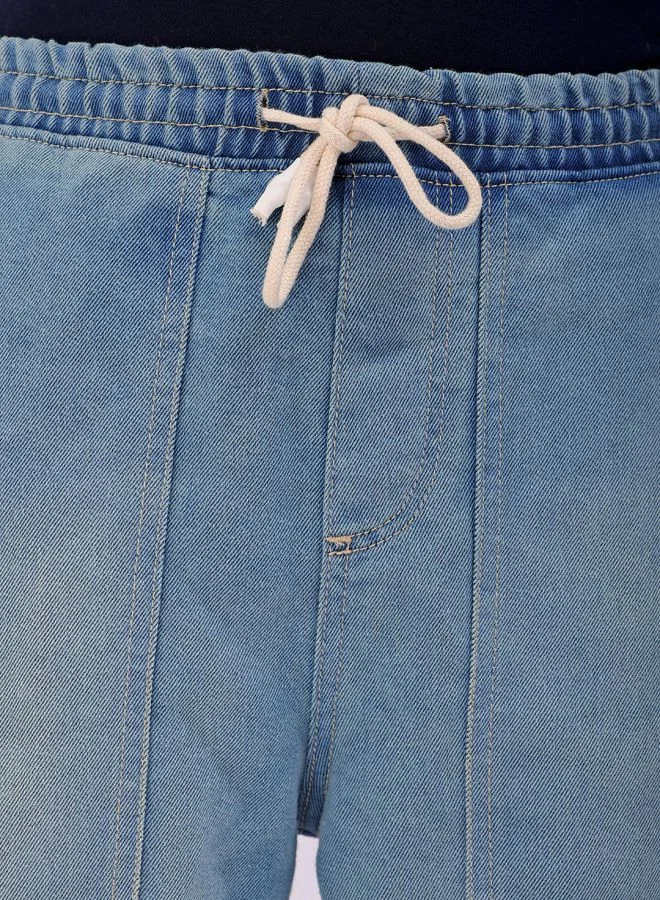 The Indian Garage Co Men Relaxed Fit Solid Mid-Rise Denim Joggers